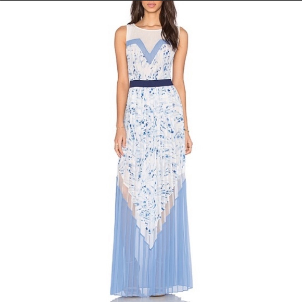 BCBGMaxazria Colorblock Pleated Maxi Dress